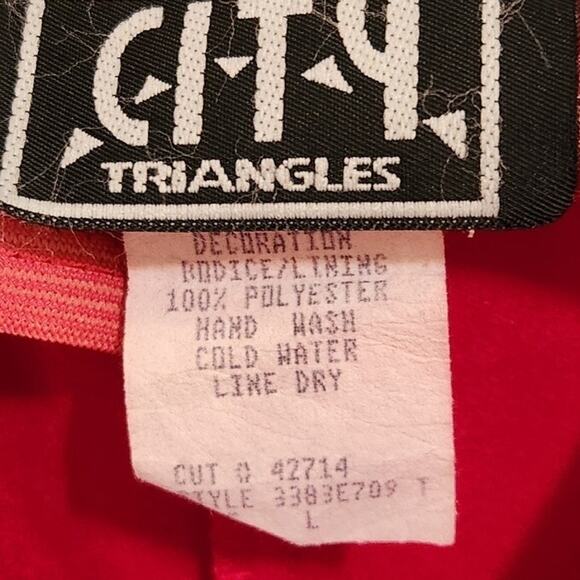 Vintage City Triangles Red Shimmer Ruched Sleeveless High Low Party Dress Large - Picture 7 of 8